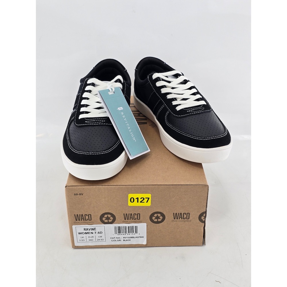 Revitalign Ravine Sneakers Women 7.5D Black Orthotic Lace Up - New